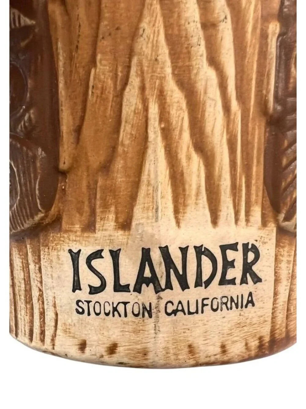 Vintage Otagiri 3 Faced Tiki Mug Rum Bucket Cup - Brown Ceramic Mid-Century